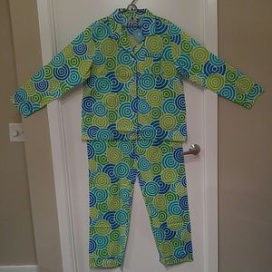 Blue/Green Jubilee Long Pajama Set (Malaba…